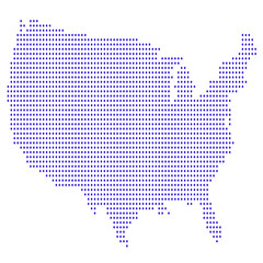 Dotted pattern USA  map isolated on a white background. United States of America map. United States of America map. USA map with and without astates. - obrazy, fototapety, plakaty
