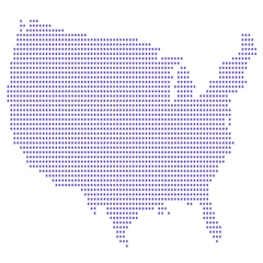 Foto op Plexiglas Dotted pattern USA  map isolated on a white background. United States of America map. United States of America map. USA map with and without astates. © Mahnoor