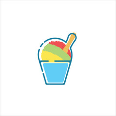 Shaved ice logo vector illustration, off side color vector, suitable for wall decoration, background etc