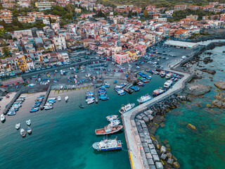 Obraz premium Aerial View of Acitrezza Harbor
