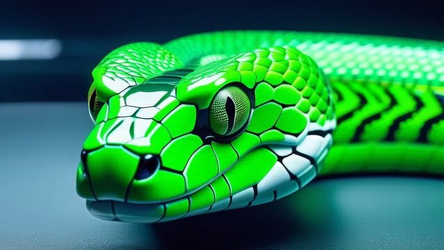 green snake on a white background