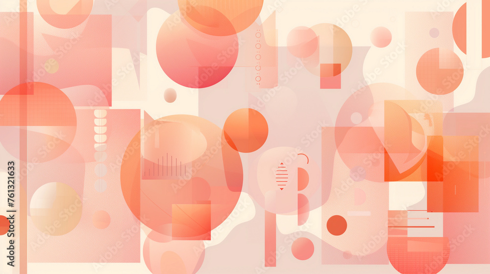 Poster high quality background with geometrical figures in peach fuzz color