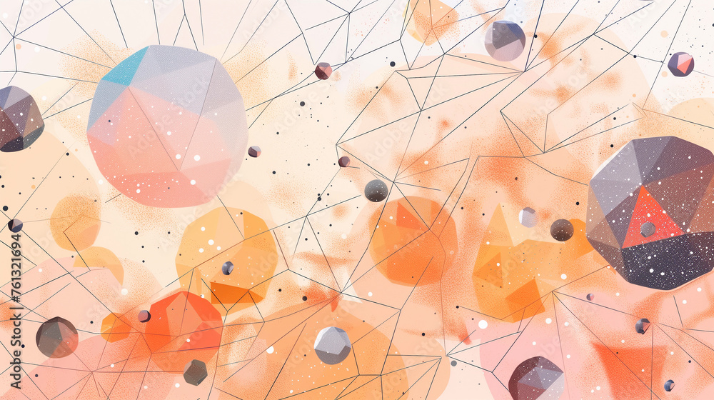 Aufkleber high quality background with geometrical figures in peach fuzz color