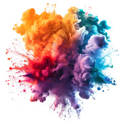 explosion of different colors on transparent background.