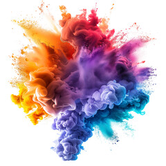explosion of different colors on transparent background.