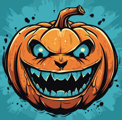 Spooky Halloween Jack O Lantern illustration for mascot merchandise t-shirt, stickers and Label designs, poster, greeting cards advertising business company or brands