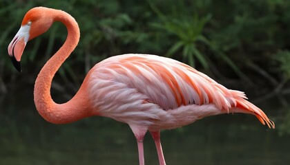 A Flamingo With A Graceful And Elongated Neck