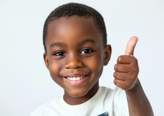 Joyful Boy Giving a Thumbs Up with a Heartwarming Smile - Generative AI