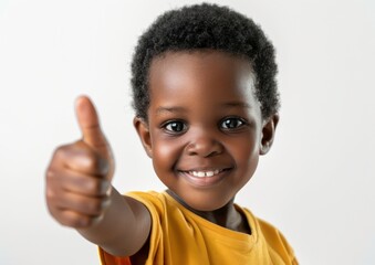 Joyful Boy Giving a Thumbs Up with a Heartwarming Smile - Generative AI