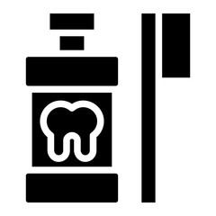 mouthwash and toothbrush glyph 