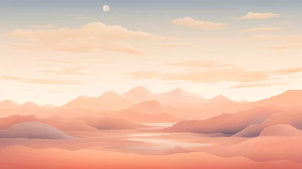 Kissenbezug landscape with soft hues of peach fuzz color background © Marina Varnava