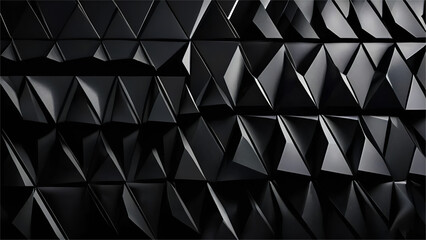 3d Abstract texture dark black background panorama long with geometric triangular gradient shapes for apps etc