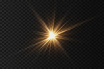 
Glow light effect. The star burst with sparkles and a glare of light. On a transparent background. - obrazy, fototapety, plakaty