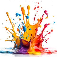 colorful splashes explosion or splash on transparent background , png format. 
