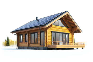 Gemütliches Blockhaus: Illustration eines idyllischen Holzhauses für Natur- und Architekturliebhaber