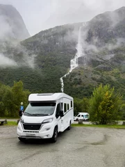 Foto auf Alu-Dibond Motorhome camper in Briksdal glacier valley in south Norway. Europe © Alberto Gonzalez 