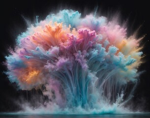 billowing colorful and blue and pink smoke
