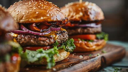 Close-up of home made burgers