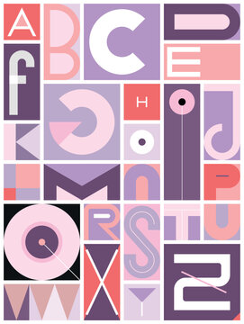 Vector colored geometric abstract design of alphabet letters.