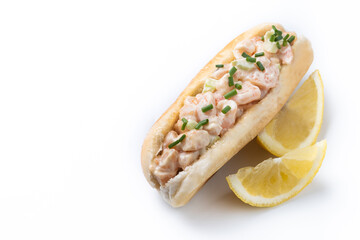 Lobster roll isolated on white background. Copy space