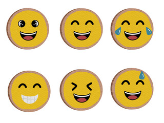 Emoji Cookies Illustration In Yellow Color Part 1