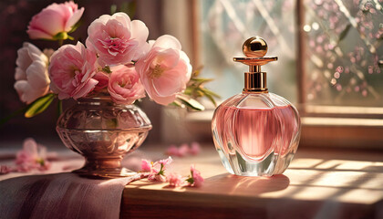 A Perfume Bottle Adorned with Blossoms