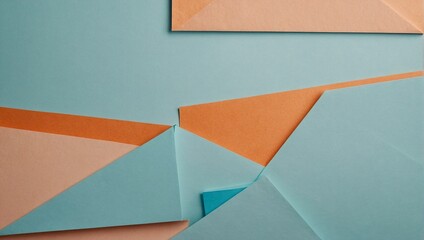 Abstract colored paper texture background. Minimal composition with geometric shapes and lines in pastel blue and