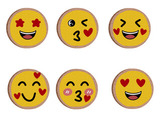 Emoji Cookies Illustration In Yellow Color Part 3