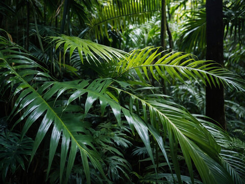 Nature leaves green tropical forest backgound © руслан малыш