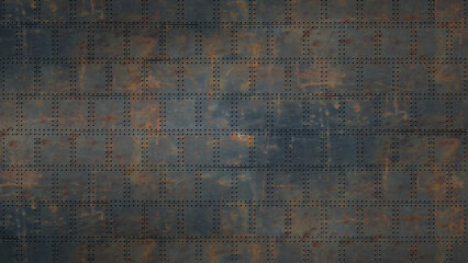 Hintergrund, rostige genietete Stahlplatten