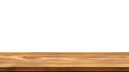 Realistic wooden top table isolated on white background