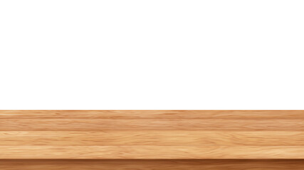 Realistic wooden top table isolated on white background