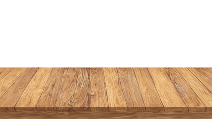 Realistic wooden top table isolated on white background