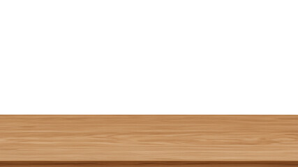Realistic wooden top table isolated on white background