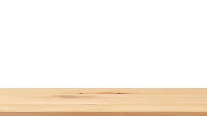 Realistic wooden top table isolated on white background