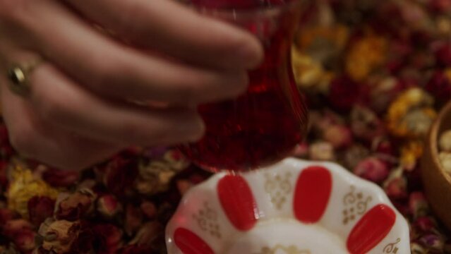 Tea in a Red Glass