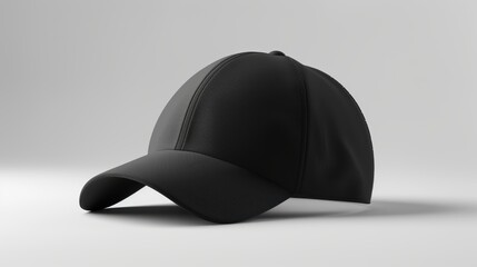 Black baseball cap mockup isolated on clean white background for professional presentations