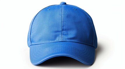 Blue baseball cap mockup isolated on clean white background for professional presentations