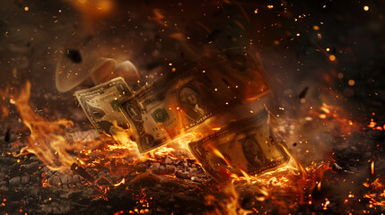 Financial Inferno: Symbolizing Market Volatility and Banking Collapse