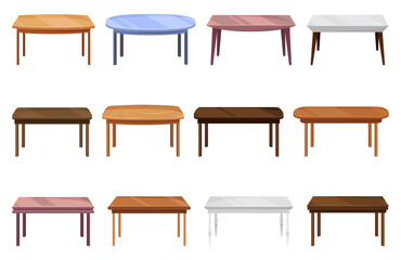 Tables furniture of wood, interior wooden desks. Empty wooden table isolated illustration on white background. Vector illustration of platforms or stands