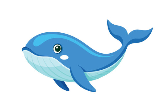 Baby blue whale flat animal vector pro style illustration