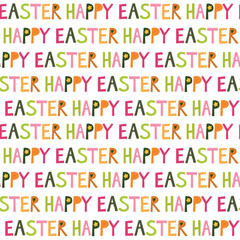 Vector Happy Easter seamless pattern. Decorative hand drawing lettering design for gift wrap and other	