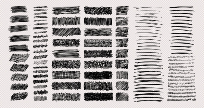 Set of rectangle scribble smears drawn with pen