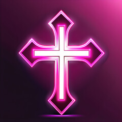 Obraz premium Pink Luminescence: Exploring the Artistry of Pink Neon Crosses(Generative AI)