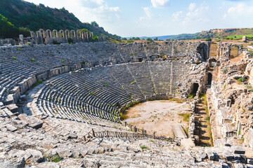 Ancient theatre in Perge. General view. Aksu, Antalya, Turkey (Turkiye)