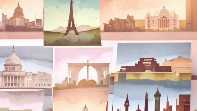Cinematic views of iconic landmarks and tourist attractions in major cities.