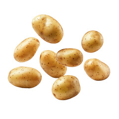 Fresh organic potatoes falling in air, healthy and organic food, AI generated, PNG transparent