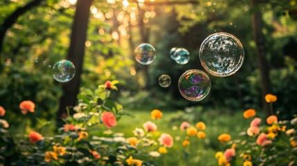 Vibrant rainbow reflections in soap bubble background creating a colorful spectacle