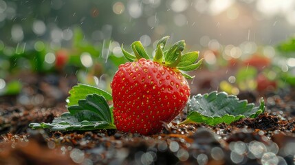 Close Up of a Strawberry on the Ground