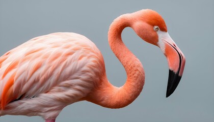 A Flamingo With A Curved Neck In An Elegant Pose